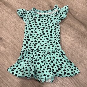 Posh Peanut Aqua and Black Bodysuit Dress